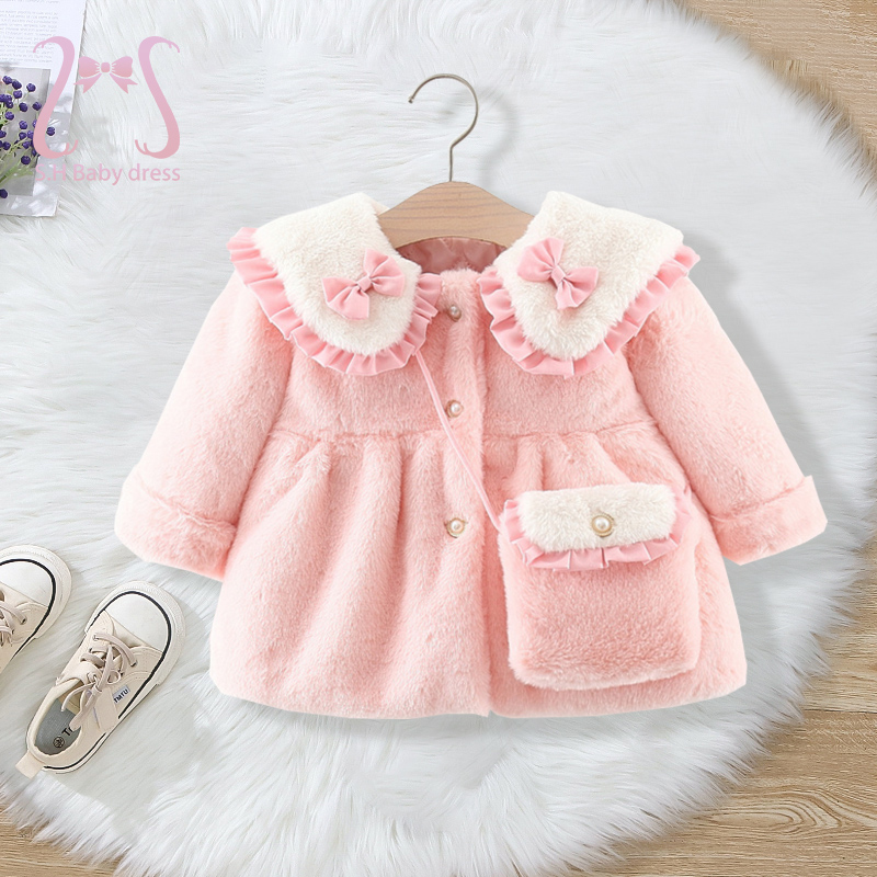 Winter Clothing H&M - 2 ชิ้น/เซ็ตน่ารักฤดูหนาวเด็ก Furry เสื้อผ้าหวาน Bow Soft