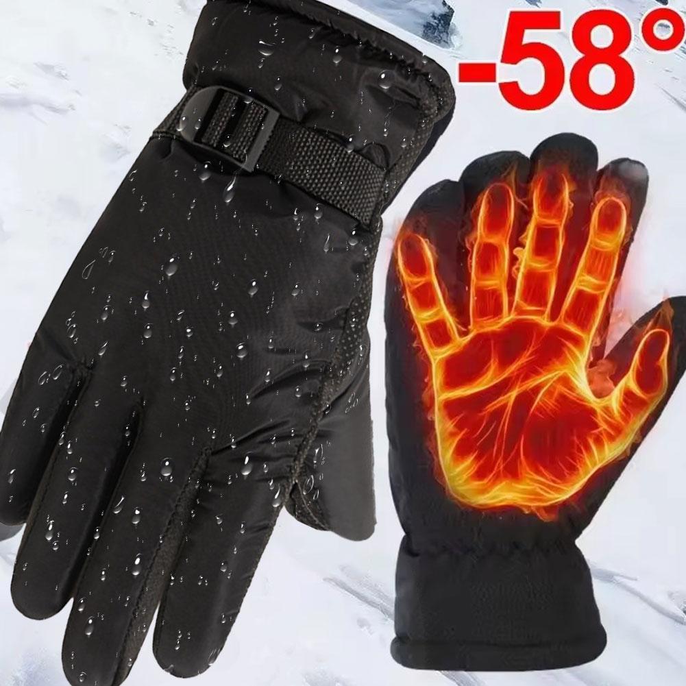 Waterproof Mitten Ski - ถุงมือสกีบุขนแกะสำหรับฤดูหนาว ให้ความอบอุ่น กันน้ำ กันลม ถุงมือสโนว์บอร์ด ถุงมือสกี