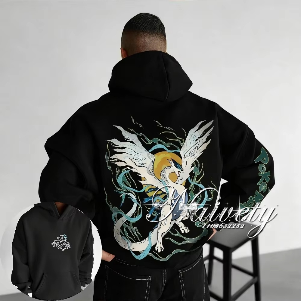 Winter Clothing Japan - 2026 ฤดูใบไม้ร่วงฤดูหนาวขายร้อนเสื้อมีฮู้ดพิมพ์ลายโปเกมอน ลูเจีย,เสื้อสเวตเตอร์อะนิเมะมังงะผ้าฝ้าย 100%, ผู้ใหญ่เด็กชุดกีฬาสำหรับพ่อแม่และลูก