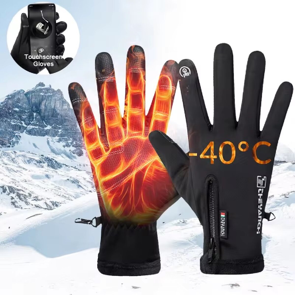 Waterproof Mitten Ski - ถุงมือฤดูหนาวกันน้ำหน้าจอสัมผัสความร้อนกันลมถุงมืออุ่นสภาพอากาศหนาวเย็นวิ่งกีฬาเดินป่าถุงมือสกี