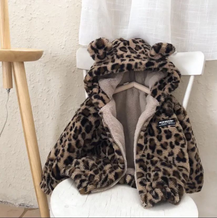 Winter Clothing For 1 Year Old Girl - เสื้อแจ็คเก็ตขนสัตว์สำหรับเด็ก ฤดูใบไม้ร่วง ฤดูหนาว ลายเสือดาว สำหรับเด็กชายและเด็กหญิง ผ้าขนแกะหนานุ่ม
