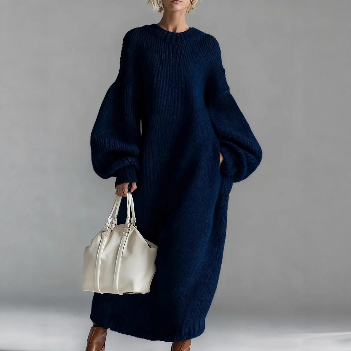 เดรสสเวตเตอร์ทรงหลวมแขนกระดิ่ง - Winter Clothing H&M บทวิจารณ์และราคา